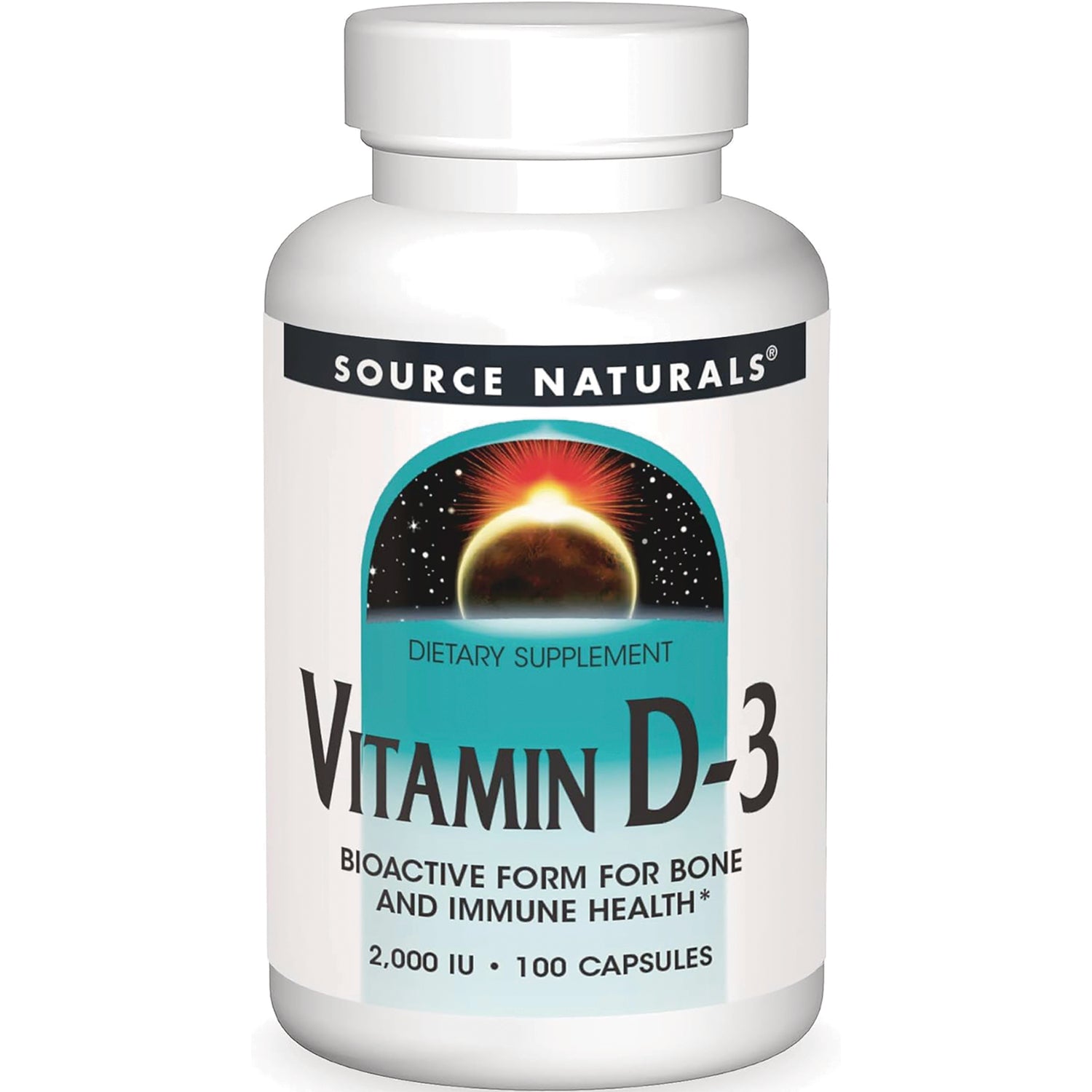 SN402 | Source Naturals Vitamin D-3 dietary supplement, 2,000 IU, 100 capsules