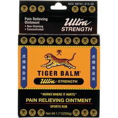 PPC002 | Tiger Balm Ultra Strength pain relieving ointment orange front box with tiger logo, 1.7 oz