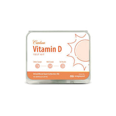 CSN336 | Carlson Vitamin D test kit tin with orange sun graphic and dried blood spot collection label