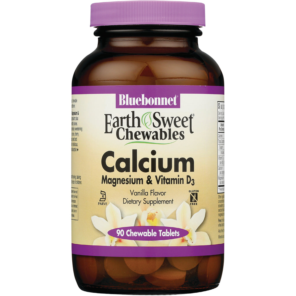 BLU140 | Bluebonnet EarthSweet Chewables Calcium with Magnesium and Vitamin D3, Vanilla Flavor, 90 chewable tablets - Thumbnail