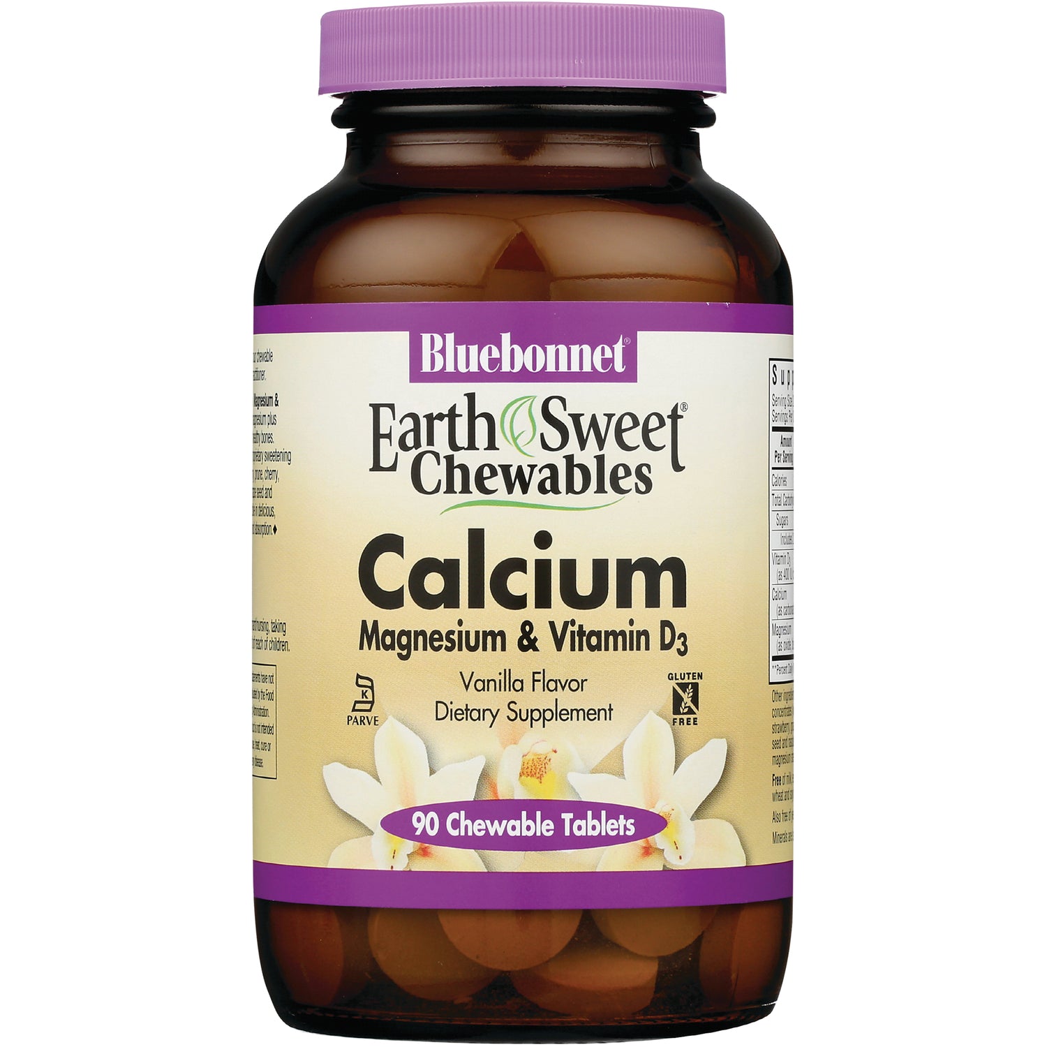 BLU140 | Bluebonnet EarthSweet Chewables Calcium with Magnesium and Vitamin D3, Vanilla Flavor, 90 chewable tablets