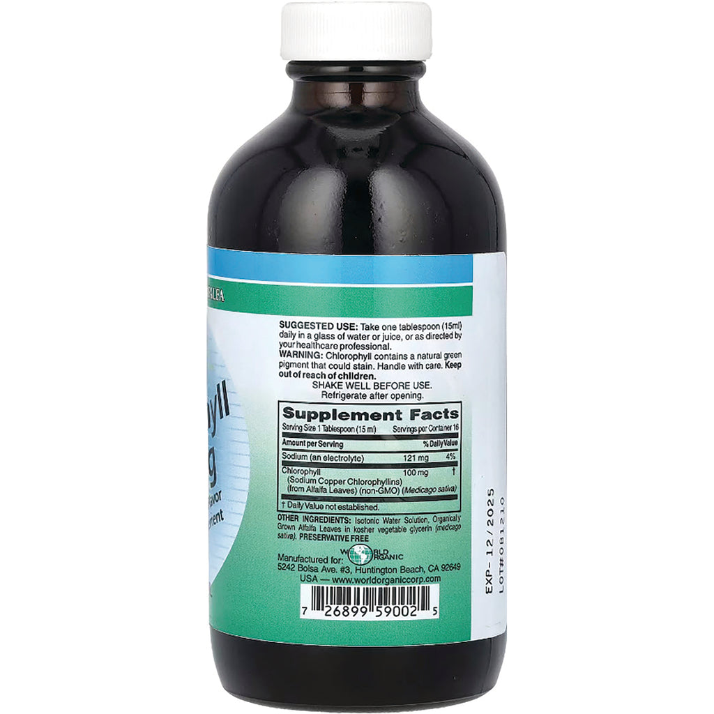 WOG008 | Back of liquid supplement bottle with Supplement Facts panel, directions, barcode, and exp date - Thumbnail