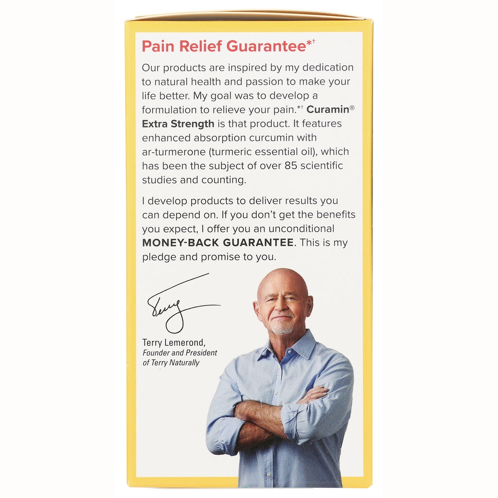 EUR053 | back panel with Pain Relief Guarantee text, money-back guarantee statement, signature, and portrait of Terry Lemerond - Thumbnail