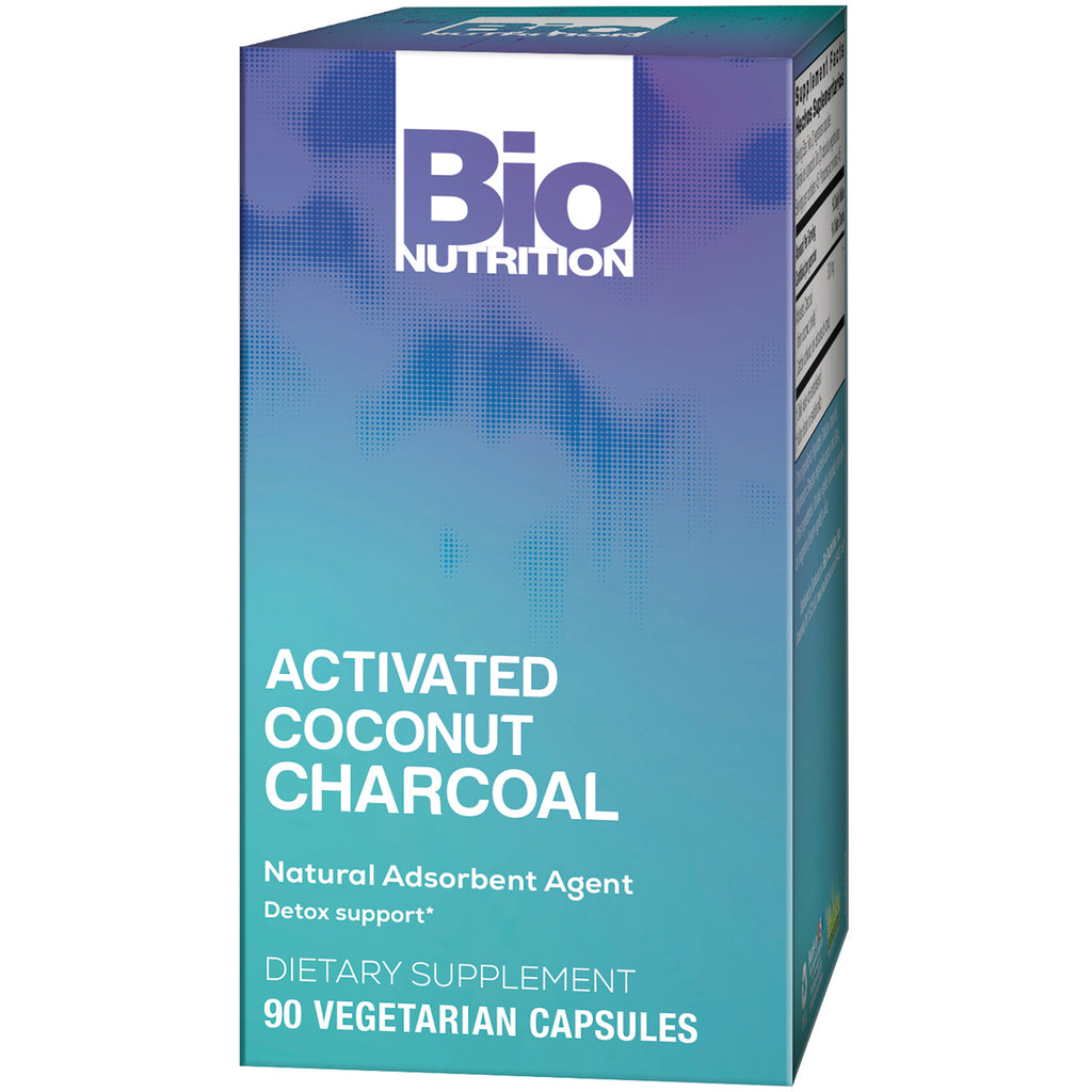 BNN060 | Bio Nutrition Activated Coconut Charcoal dietary supplement front packaging, 90 vegetarian capsules - Thumbnail