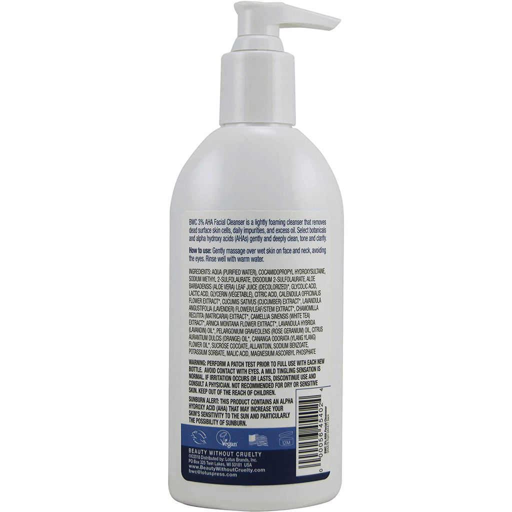 BWC093 | back label showing ingredients, usage directions and barcode on white pump bottle - Thumbnail