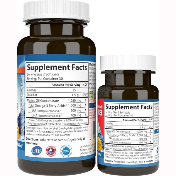 CSN292 | Two amber supplement bottles showing supplement facts panels and serving information on back labels - Thumbnail