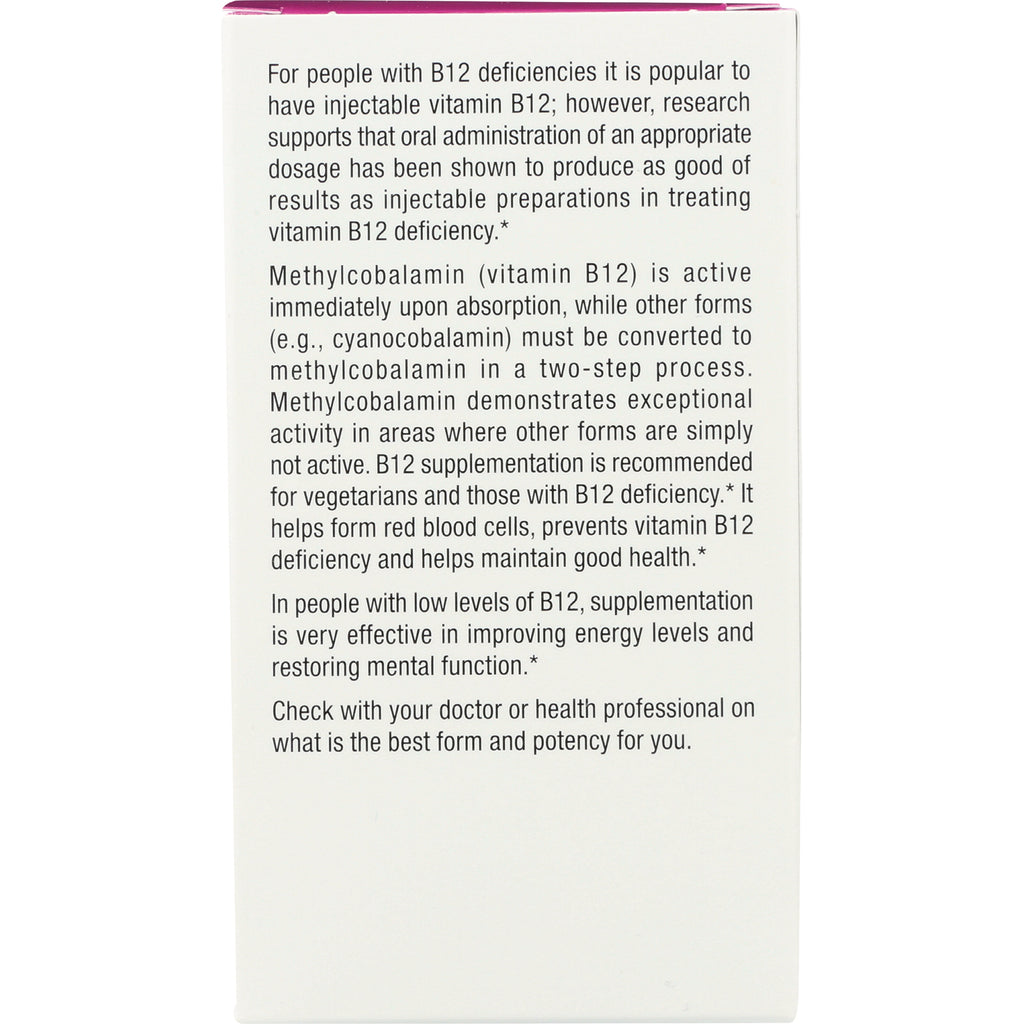 NFC058 | product infographic panel with text describing methylcobalamin vitamin B12 benefits and supplementation guidance - Thumbnail