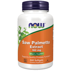 NWF348 | NOW Saw Palmetto Extract 160 mg white bottle with orange label, 240 softgels, Men's Health