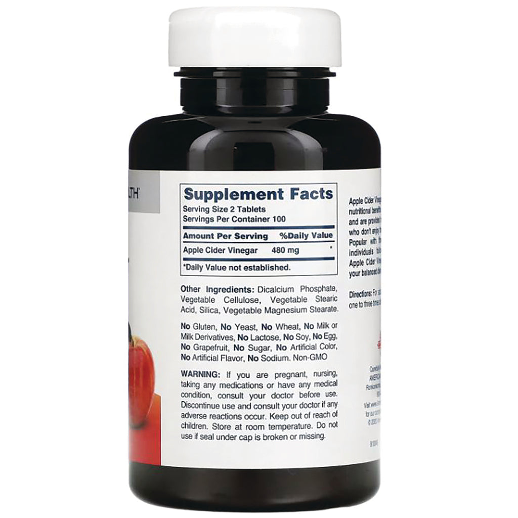 AM106 | Back label with Supplement Facts for Apple Cider Vinegar tablets - Thumbnail