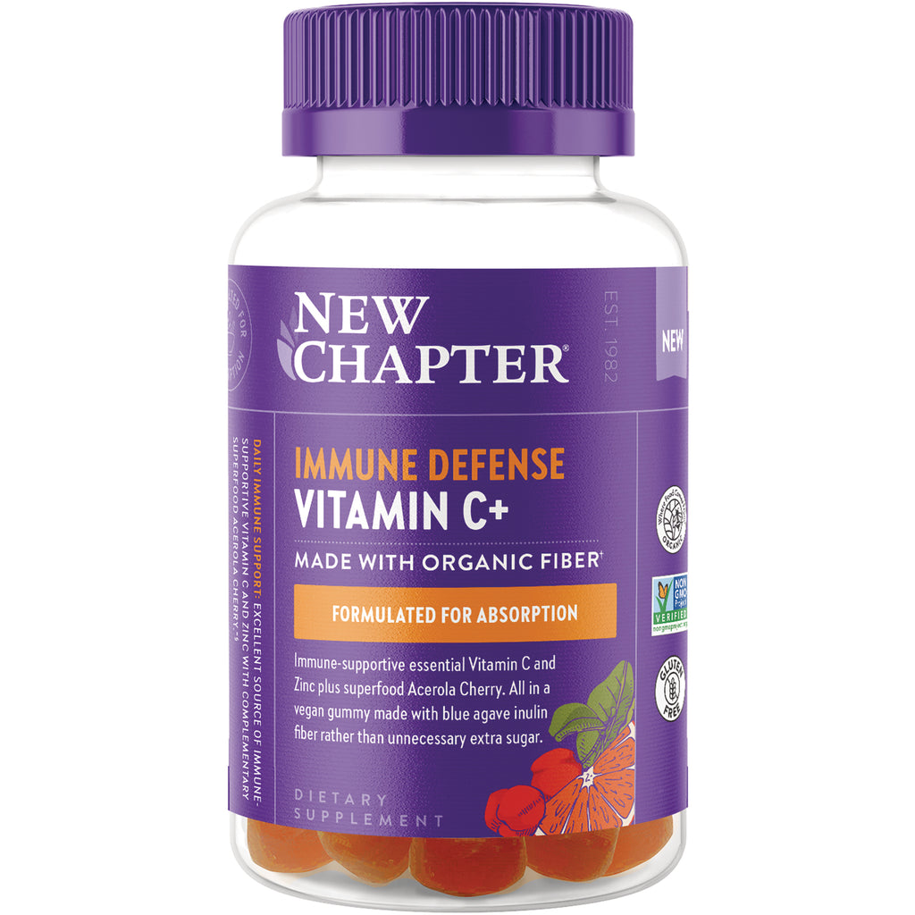 NWC377 | New Chapter Immune Defense Vitamin C+ supplement bottle with purple label and orange gummies visible - Thumbnail
