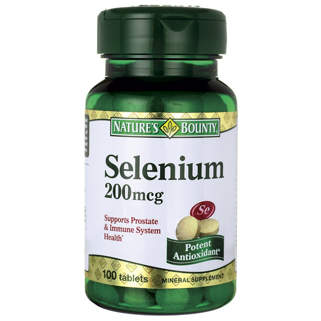 NBY036 | Nature's Bounty Selenium 200 mcg green bottle, 100 tablets