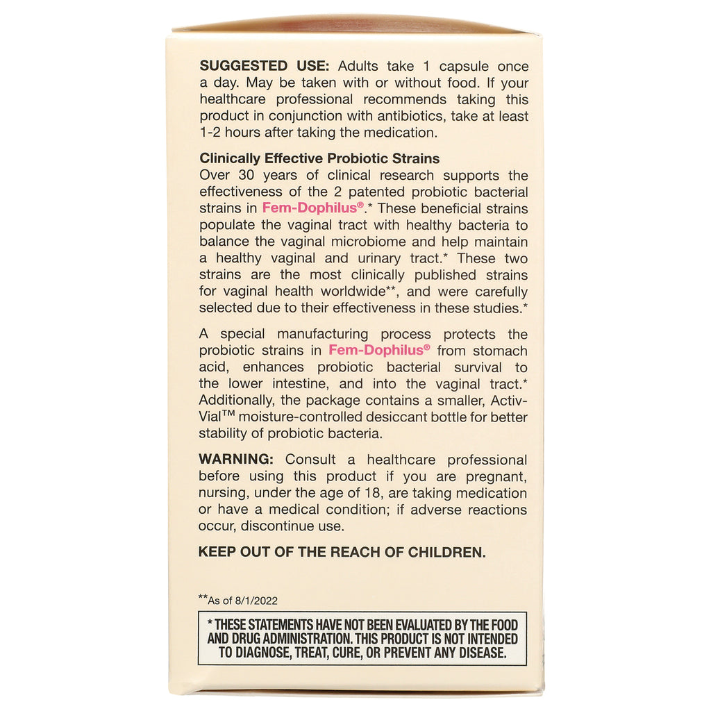 JR294 | back of supplement box with suggested use, probiotic strains description and warning KEEP OUT OF THE REACH OF CHILDREN - Thumbnail