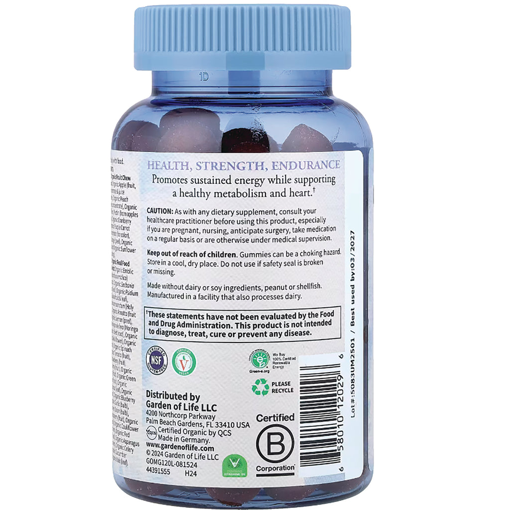 GLF236 | Back label of blue-capped supplement bottle showing claims, caution text, certifications and barcode - Thumbnail