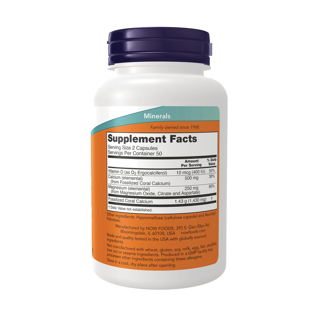 NWF872 | back of white supplement bottle showing Supplement Facts panel listing serving size, calcium and magnesium - Thumbnail