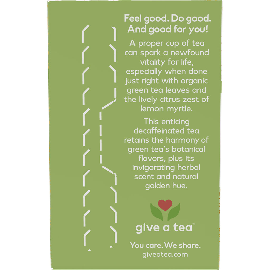 NWF1098 | Back of green tea box with product description text, heart-and-leaf give a tea logo and website - Thumbnail