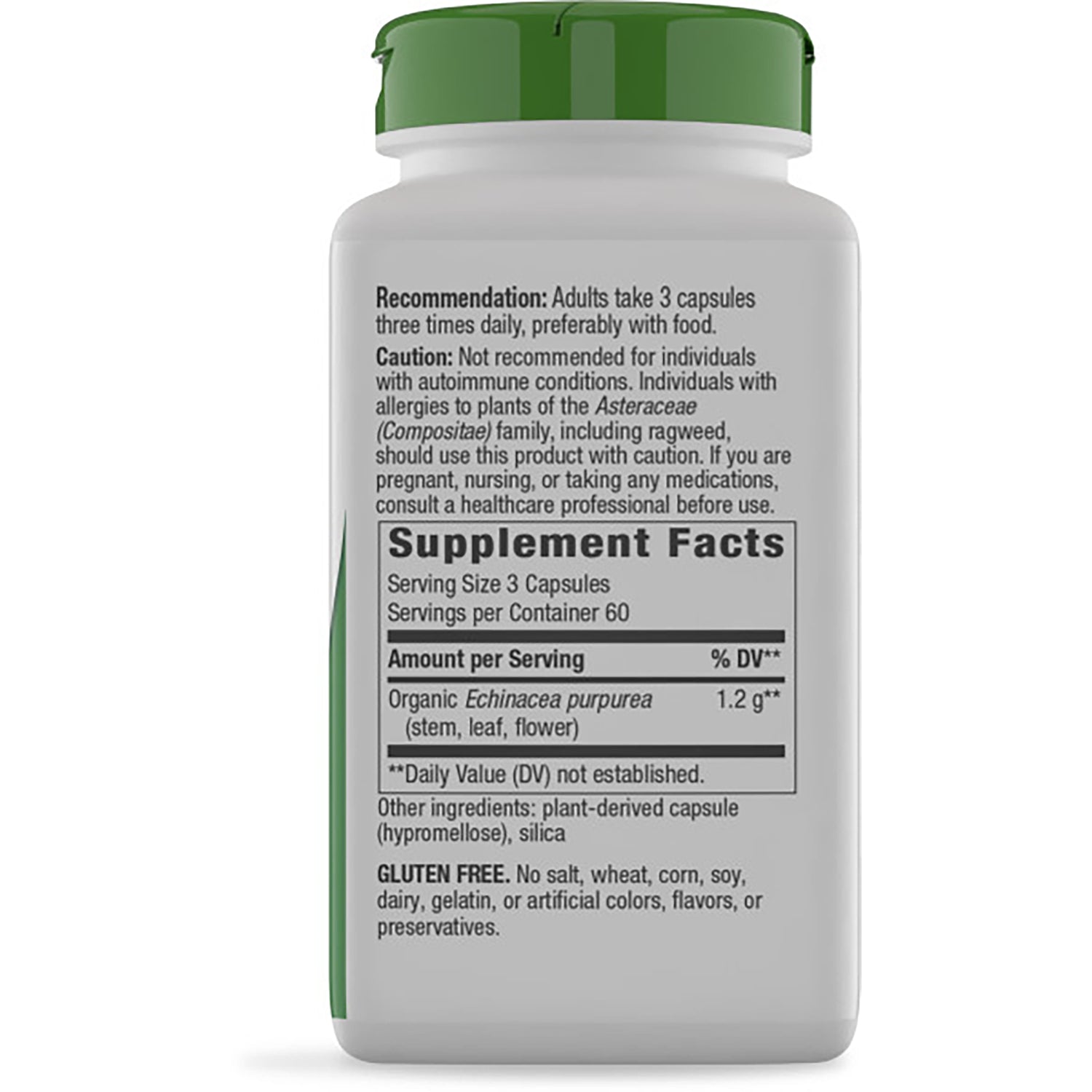 NW132 | back of brown supplement bottle showing Supplement Facts label and dosage and ingredient information