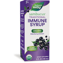 NW808 | Nature's Way Sambucus traditional immune syrup box front, organic elderberry extract, 4 fl oz