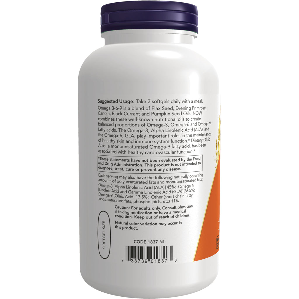 NWF073 | Back of white supplement bottle showing suggested usage Take 2 softgels daily, ingredient text and barcode - Thumbnail