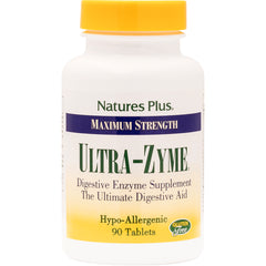 NTP147 | Natures Plus Ultra-Zyme maximum strength digestive enzyme supplement bottle, hypo-allergenic, 90 tablets