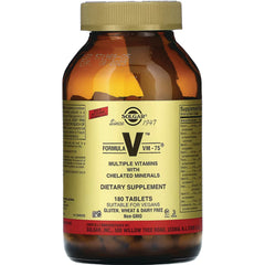 SLG226 | Amber bottle of Solgar Formula VM-75 multiple vitamins, 180 tablets label visible