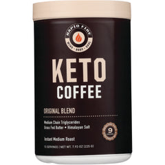 RPF002 | Rapid Fire Keto Coffee Original Blend container labeled Keto Coffee, instant medium roast, 15 servings