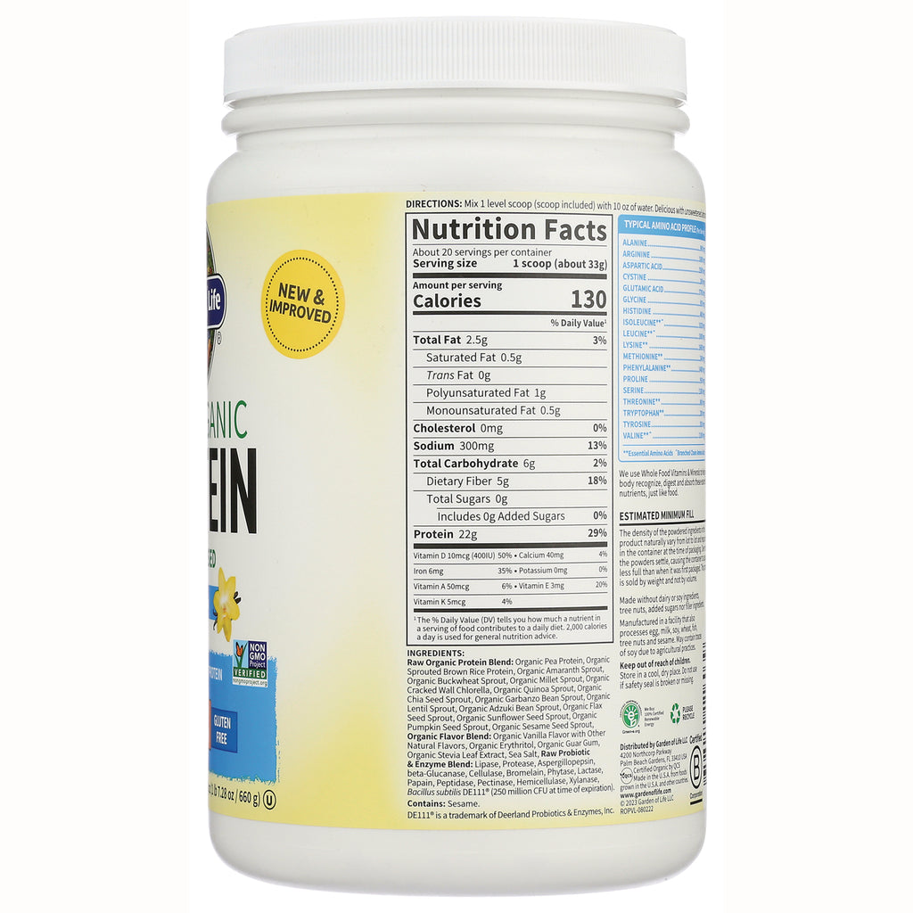 GLF145 | back label showing Nutrition Facts panel with Calories 130 and ingredient list on supplement tub - Thumbnail