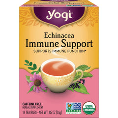 AHW021 | Yogi Echinacea Immune Support tea, caffeine free, 16 tea bags, Non-GMO Project Verified, USDA Organic