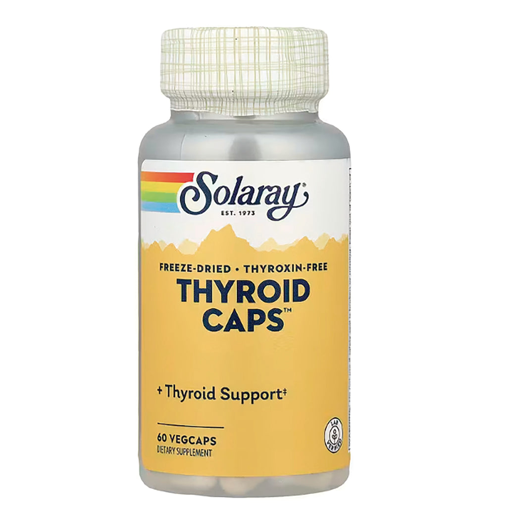 SLR275 | Solaray Thyroid Caps bottle with yellow label reading THYROID CAPS, 60 vegcaps dietary supplement - Thumbnail