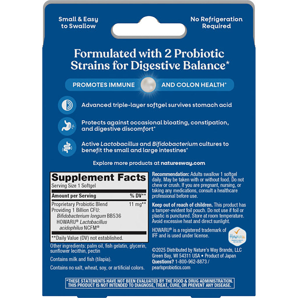 ET284 | Back of probiotic supplement card showing Formulated with 2 Probiotic Strains for Digestive Balance, benefits and Supplement Facts panel - Thumbnail