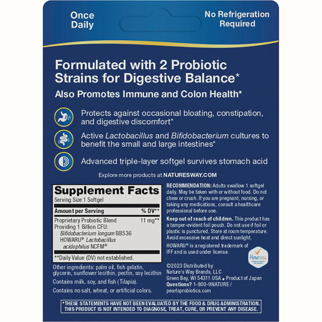 ET284 | Back of probiotic supplement card showing Formulated with 2 Probiotic Strains for Digestive Balance, benefits and Supplement Facts panel - Thumbnail