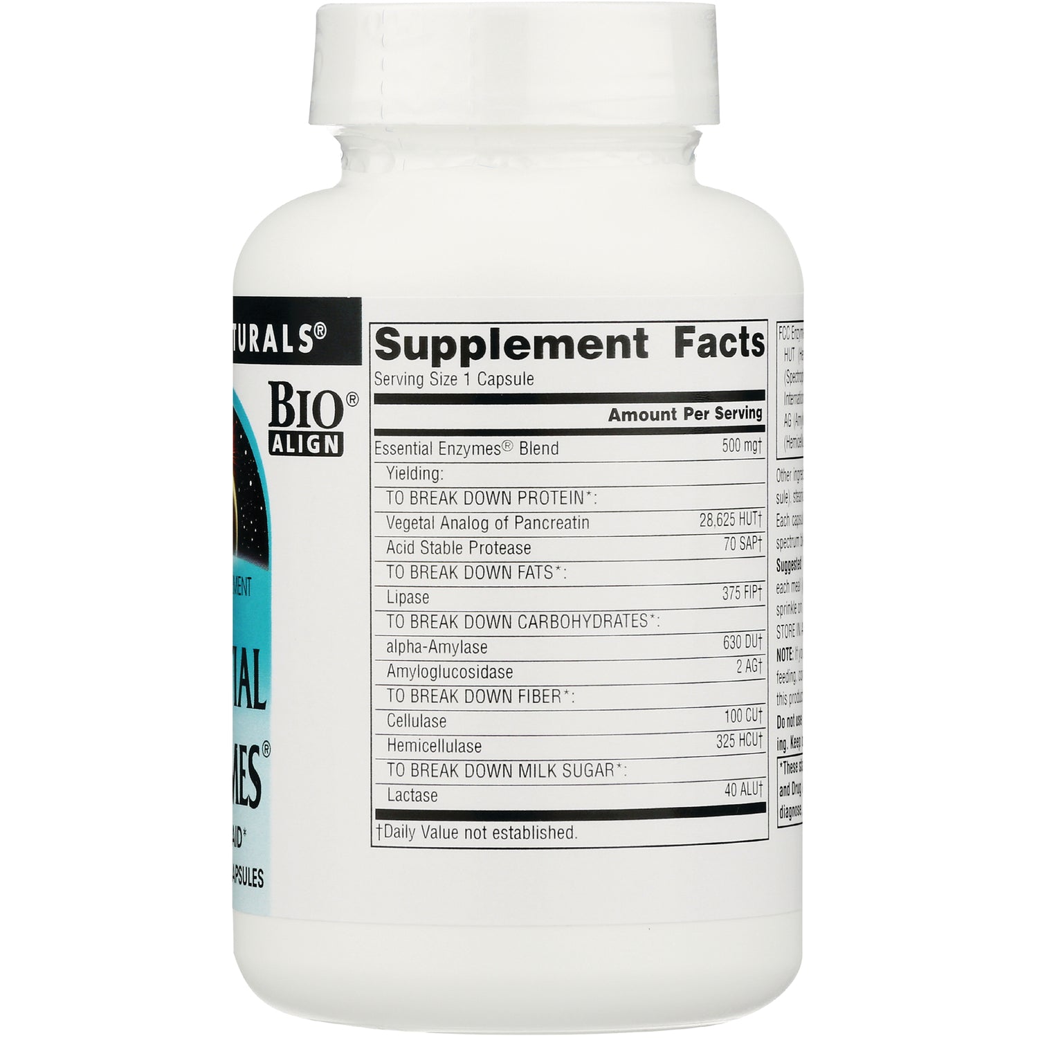 SN105 | Back label with Supplement Facts panel for Bio Align dietary supplement