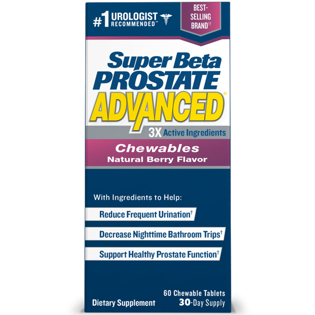 NWV008 | Super Beta Prostate Advanced chewables natural berry flavor box, 60 chewable tablets dietary supplement - Thumbnail