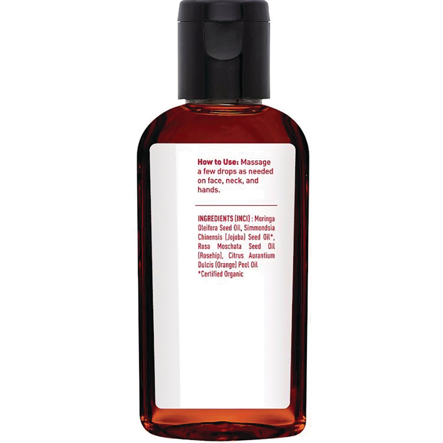 DST137 | back label on amber bottle showing how to use directions and ingredients list