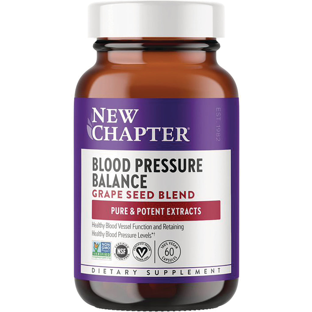 NWC283 | New Chapter Blood Pressure Balance grape seed blend supplement bottle labeled 60 capsules - Thumbnail