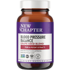 NWC283 | New Chapter Blood Pressure Balance grape seed blend supplement bottle labeled 60 capsules