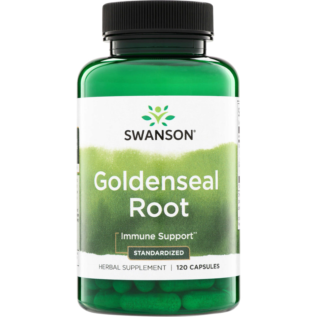 SWH264 | Swanson Goldenseal Root herbal supplement bottle, Immune Support, Standardized, 120 capsules - Thumbnail