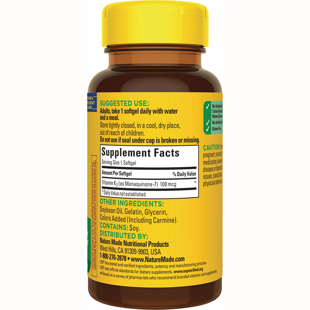 NTM180 | Back label of yellow supplement bottle showing Supplement Facts, suggested use and other ingredients - Thumbnail