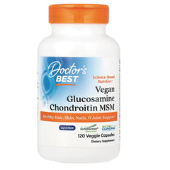 DB293 | Doctor's Best vegan Glucosamine Chondroitin MSM bottle with orange cap, 120 veggie capsules label visible