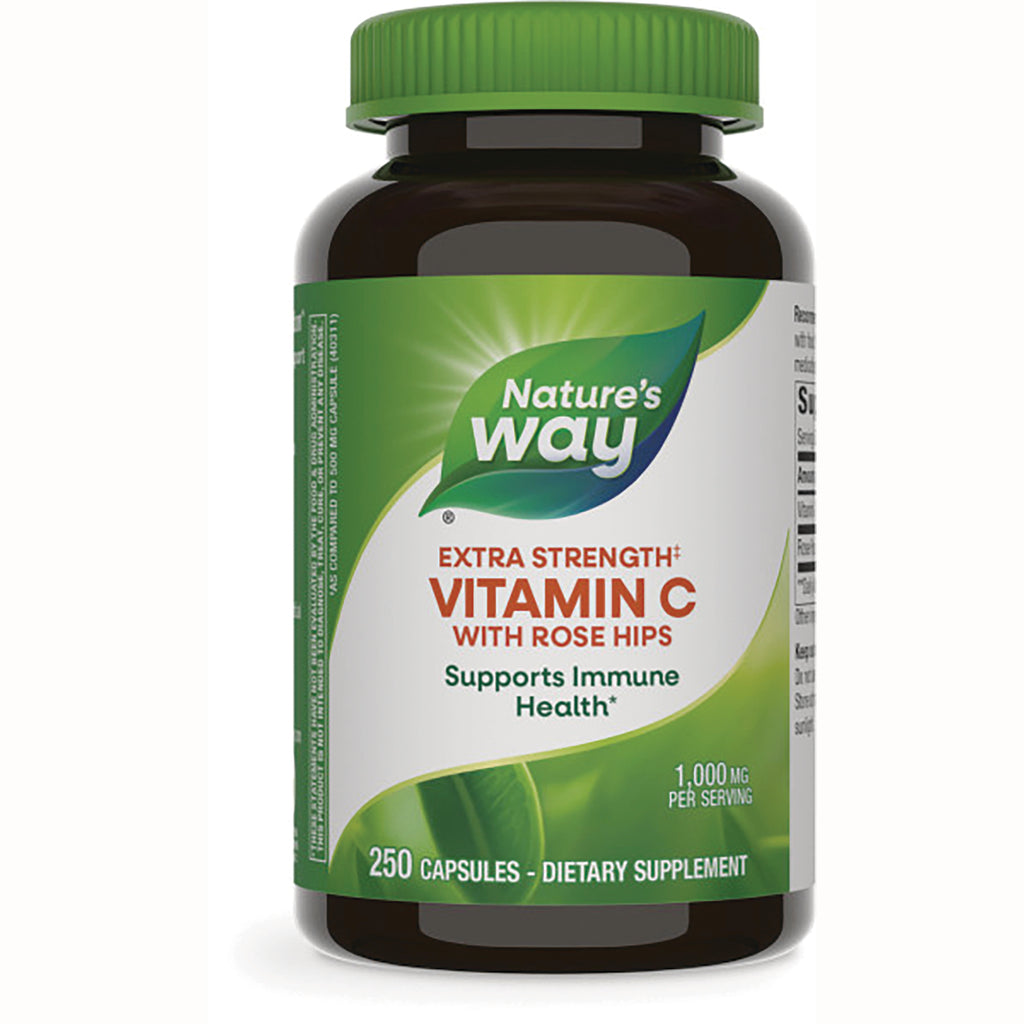 NW346 | Nature's Way Extra Strength Vitamin C with Rose Hips bottle showing front label, 250 capsules - Thumbnail