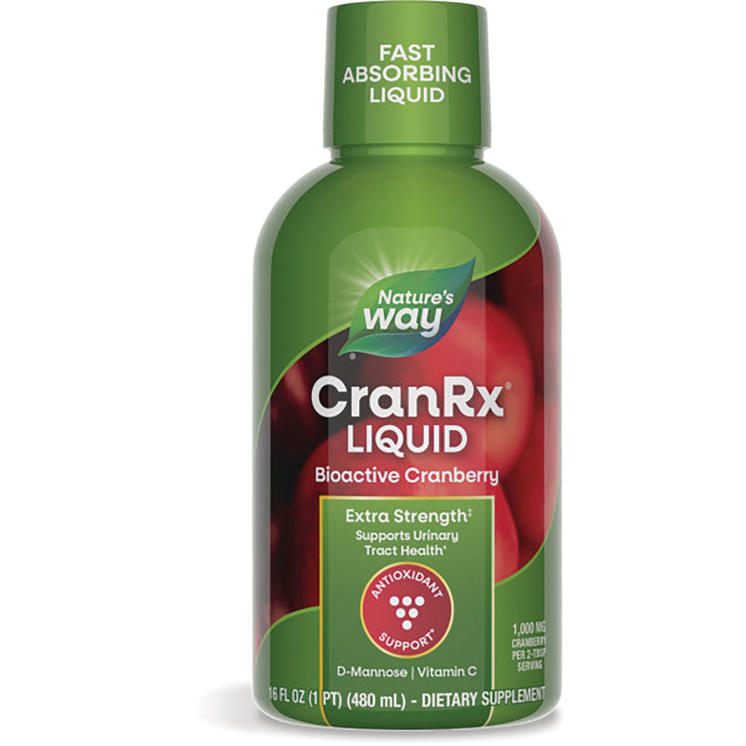 NW878 | Nature's Way CranRx Liquid cranberry supplement bottle, front label showing Extra Strength and antioxidant support