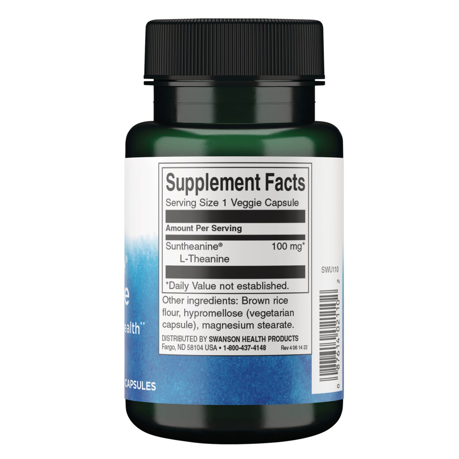 SWU110 | Back label with suppplement facts and serving information
