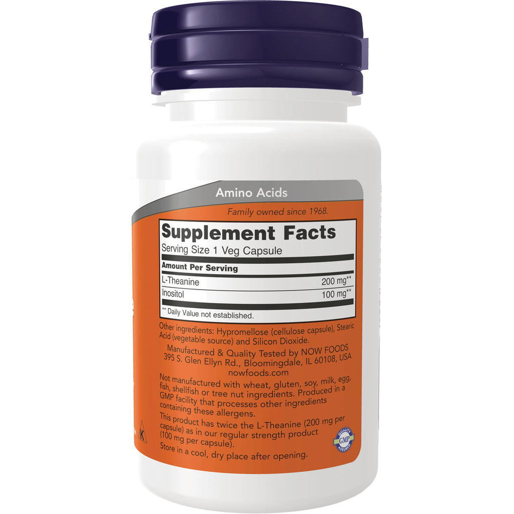 NWF767 | back label showing Supplement Facts listing L-Theanine 200 mg, Inositol 100 mg, and other ingredients - Thumbnail