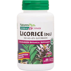 NTP067 | NaturesPlus Licorice (DGL) white bottle 500 mg vegetarian capsules, Standardized Botanical Supplement, Gluten Free