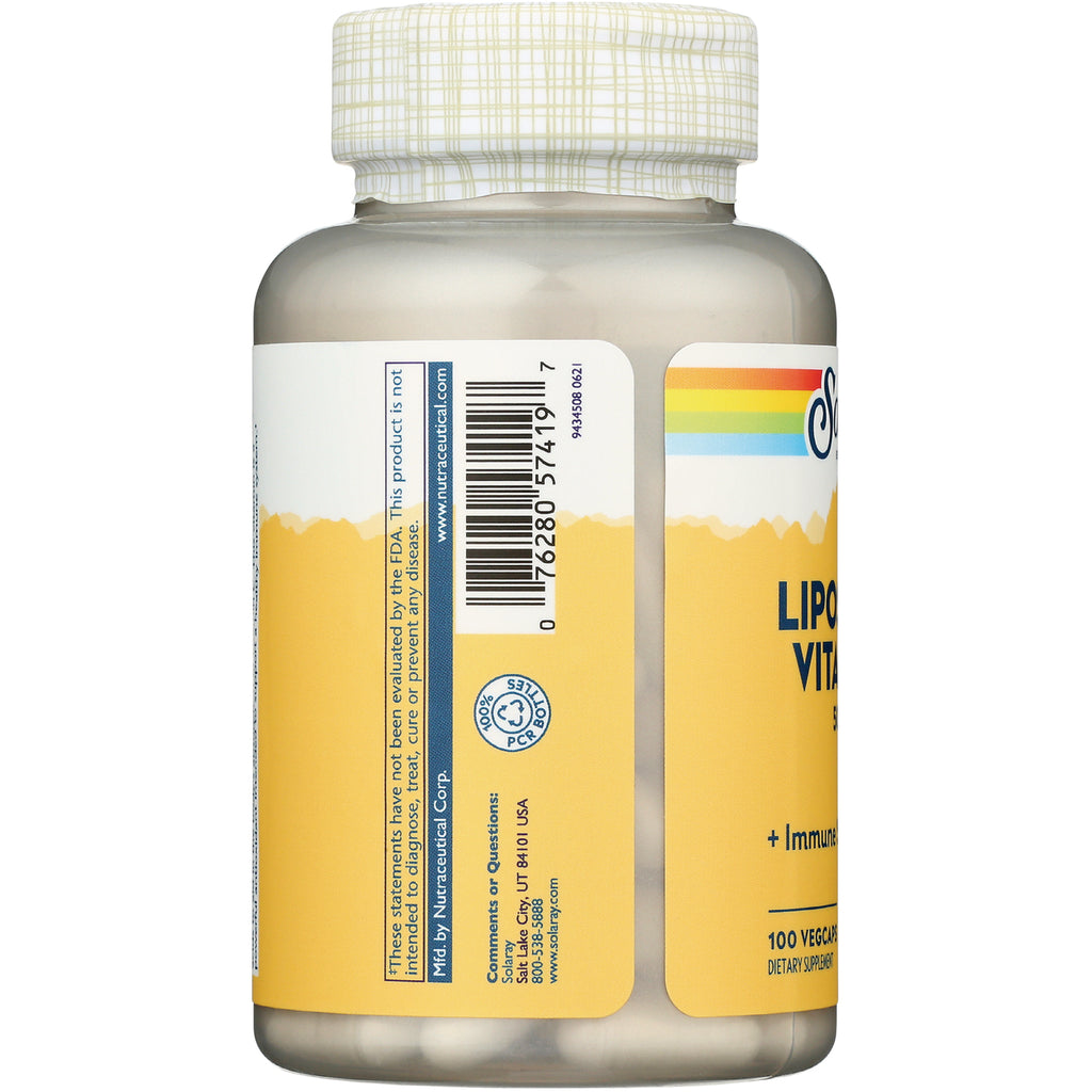 SLR450 | Back label with barcode, FDA disclaimer, and 100 vegan capsules for liposomal vitamin C - Thumbnail