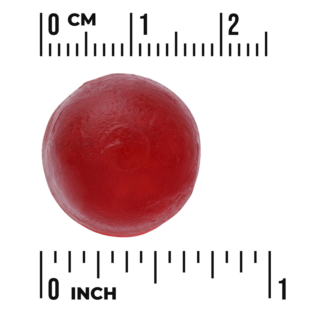 SW1847 | Red round gummy with centimeter and inch ruler scale for size - Thumbnail