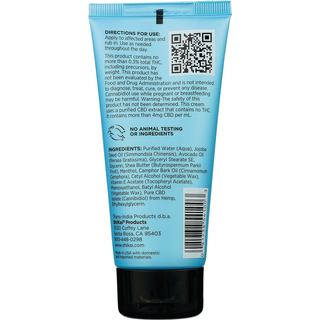 SHK062 | Back of blue cream tube showing directions, ingredients list, QR code and barcode - Thumbnail