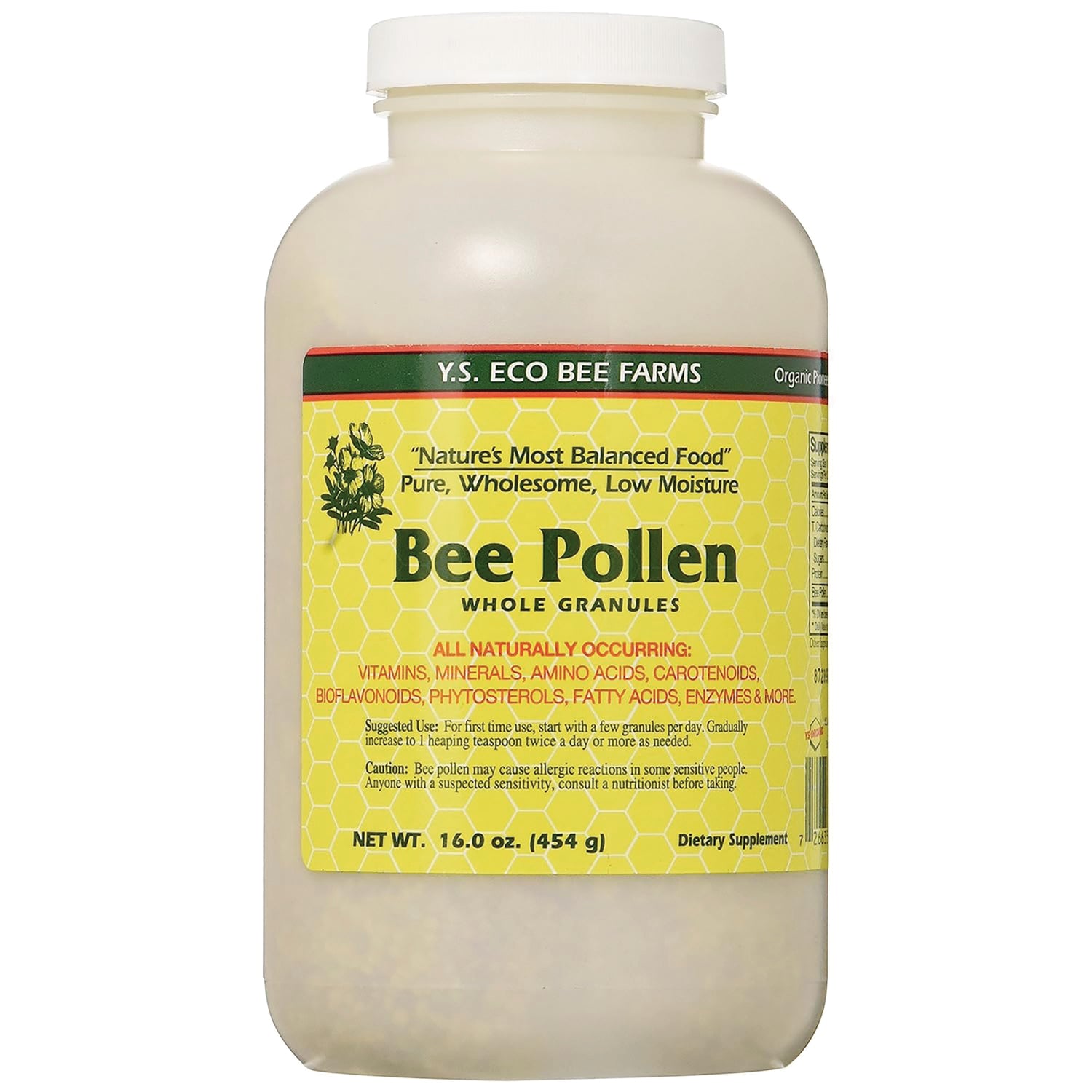 YS033 | Y.S. Eco Bee Farms Bee Pollen whole granules, 16 oz jar front