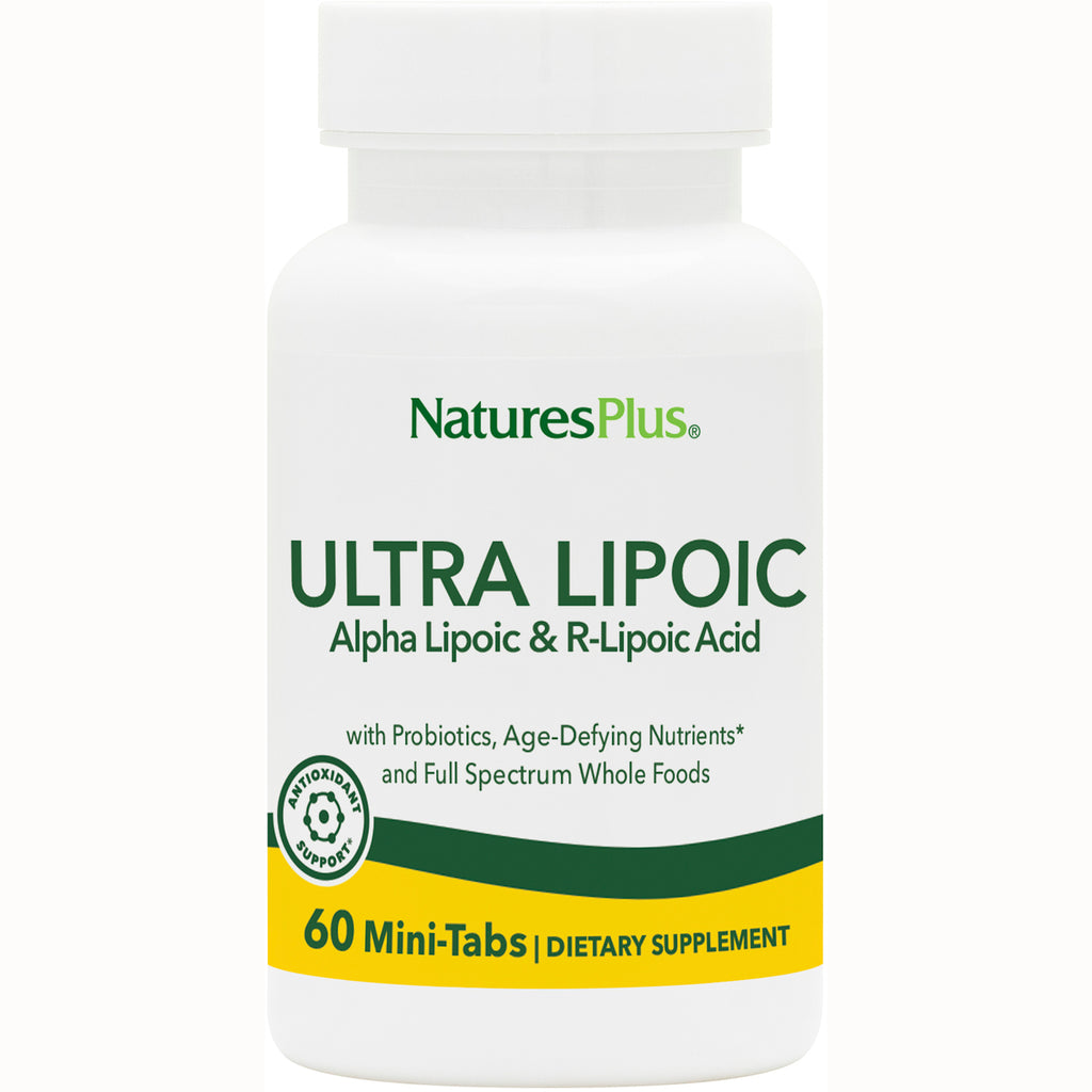 NTP119 | NaturesPlus Ultra Lipoic supplement bottle, Alpha Lipoic & R-Lipoic Acid, 60 Mini-Tabs - Thumbnail