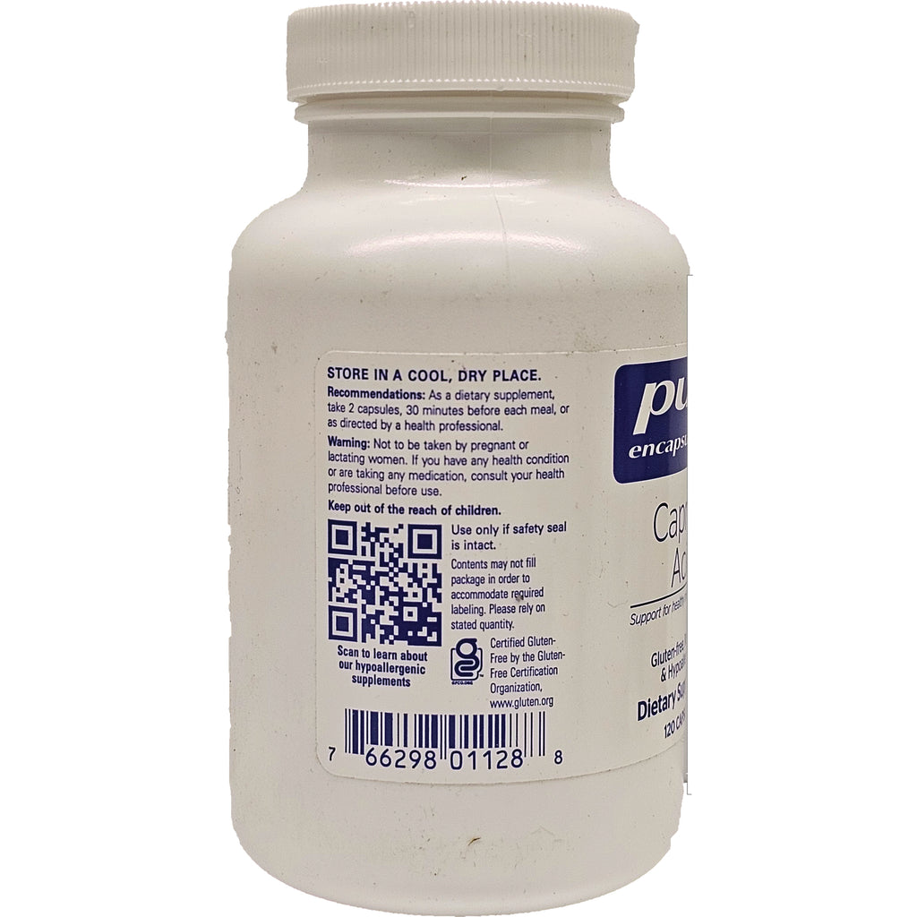 White supplement bottle back showing storage instructions, QR code, barcode, and small text panel - Thumbnail