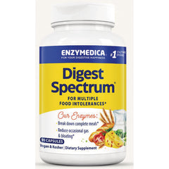 EMD049 | Enzymedica Digest Spectrum bottle label for multiple food intolerances, 90 capsules dietary supplement